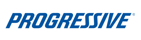 The logo for progressive is blue and white on a white background.