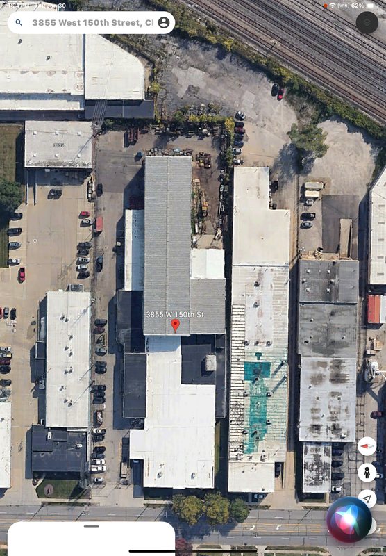 Aerial view of industrial buildings