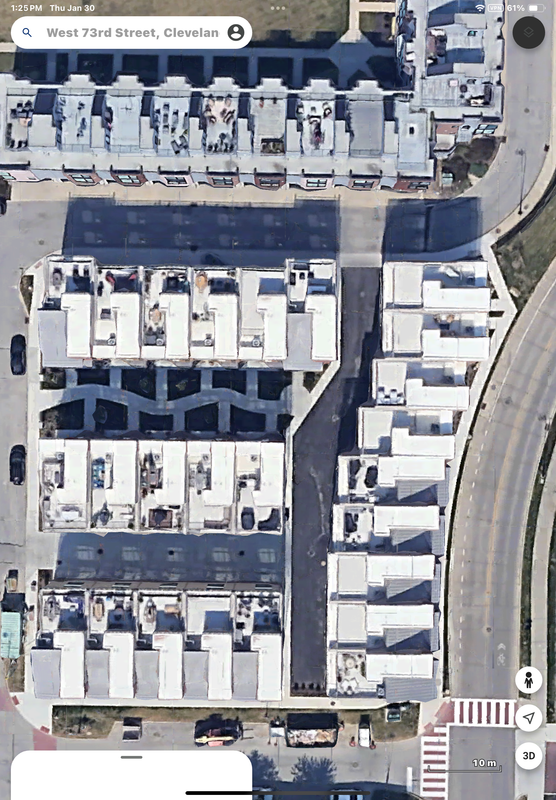 Aerial view of townhouses