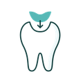 A tooth with a checkmark icon, indicating dental health and approval.