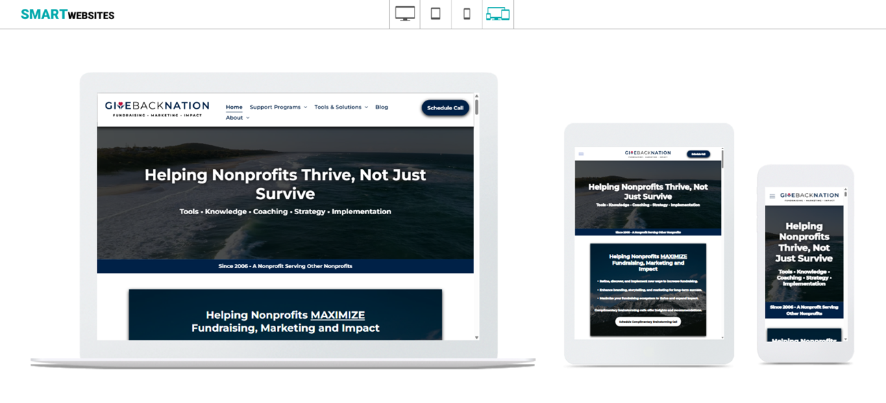 Give Back SMART Websites for nonprofits - Give Back Nation example