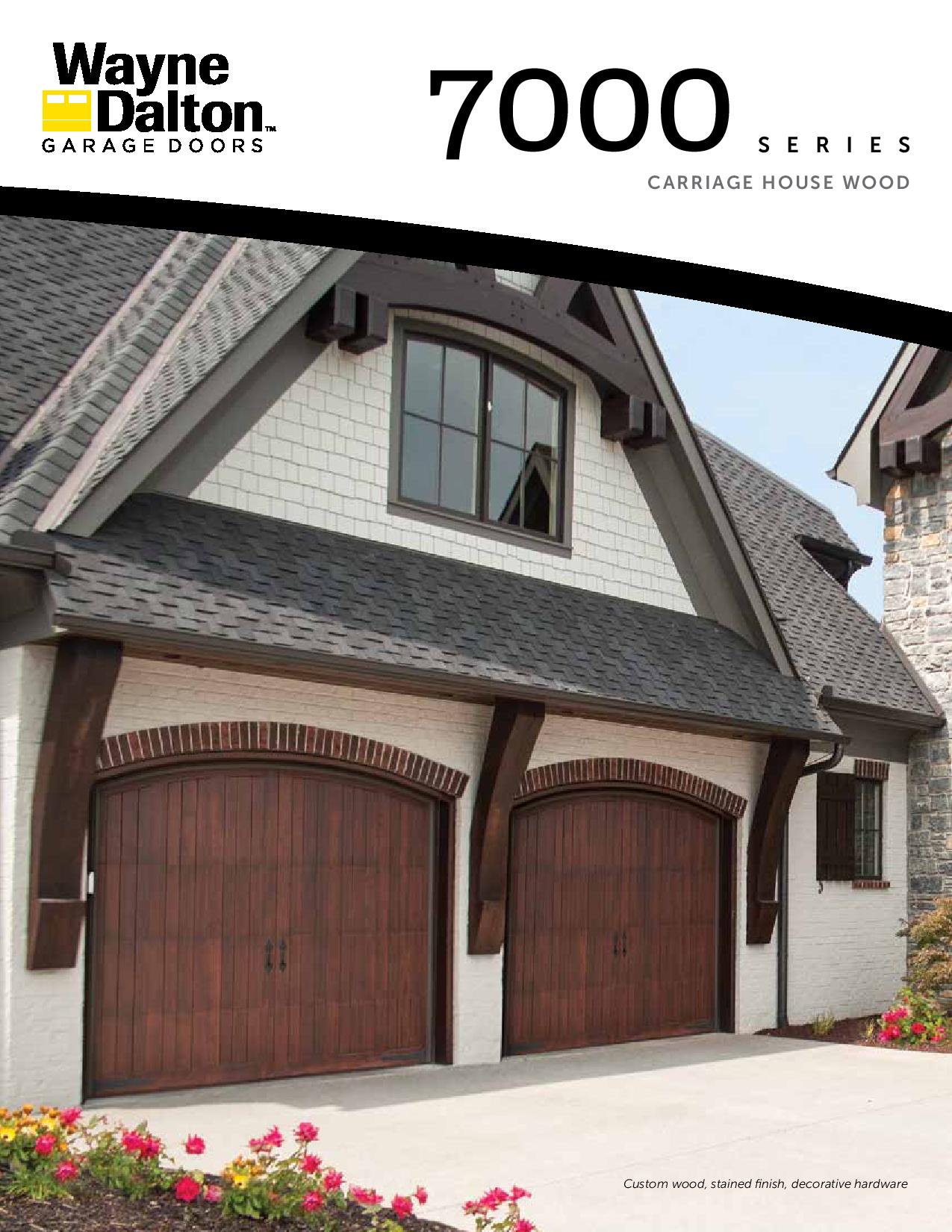 A brochure for wayne dalton garage doors shows a house with two garage doors.