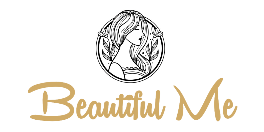 &ldquo;Beautiful Me&rdquo; logo with a black line-art woman&rsquo;s face above gold script text on a white background