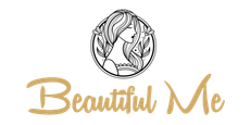 &ldquo;Beautiful Me&rdquo; logo with a black line-art woman&rsquo;s face above gold script text on a white background