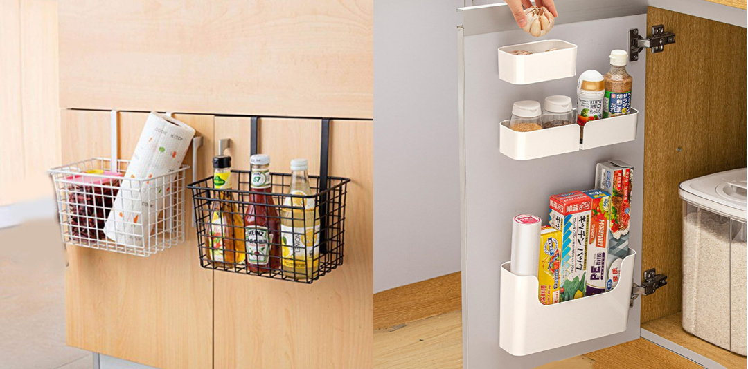 Decluttering kitchen cabinets with inside racks