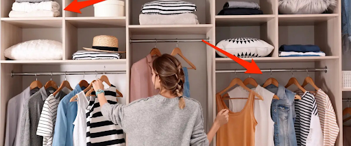 Closet organized by professional home organizers.
