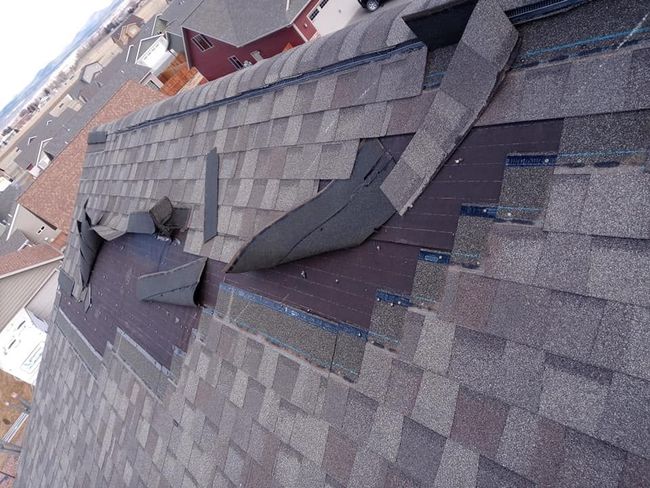 Ellingson Roofing LLC - missing shingles, shingle roof damage, wind damage