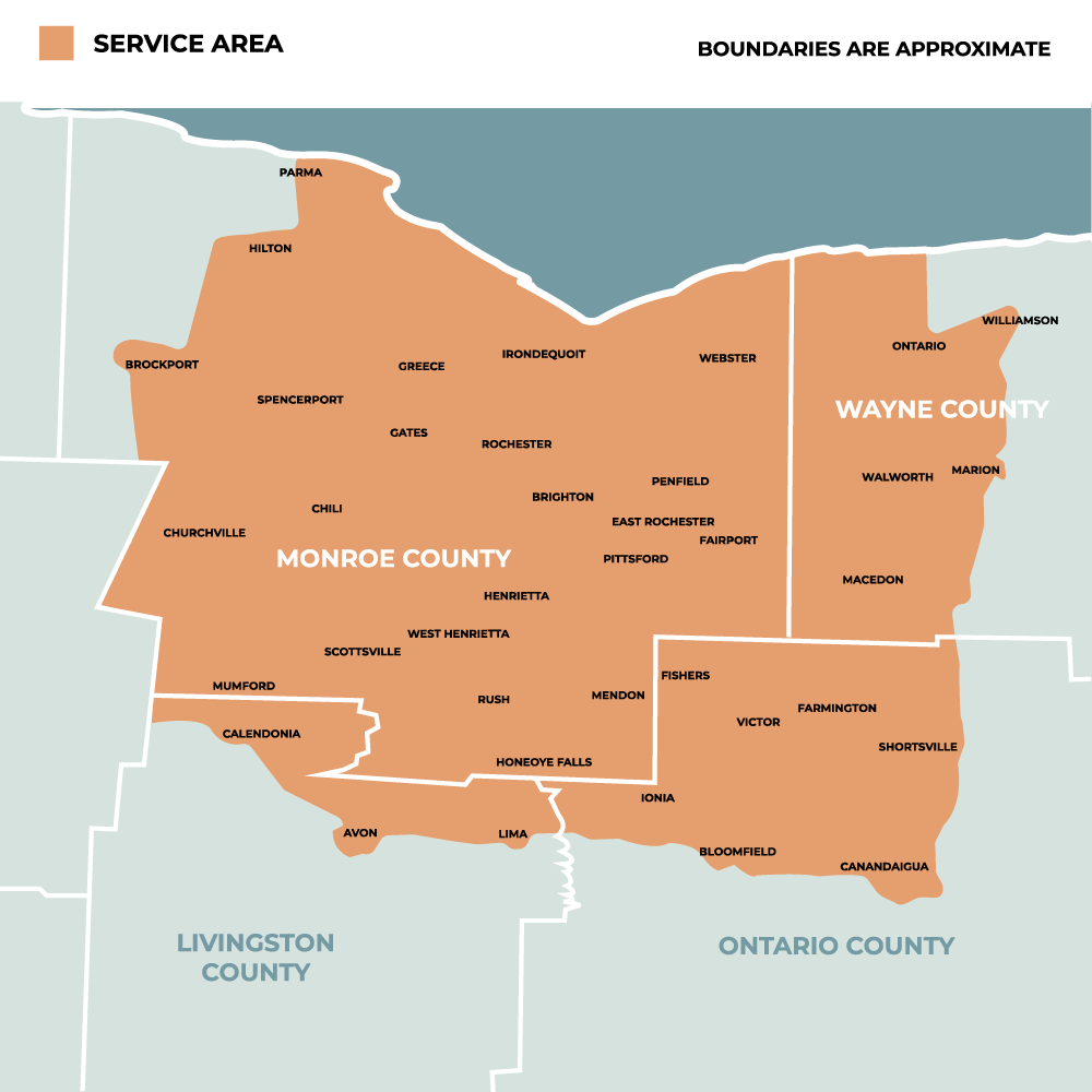 a map showing the service area of monroe county