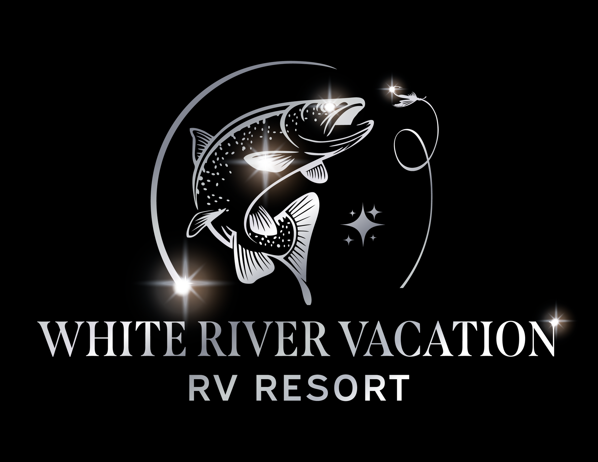 white river vacation rv resort logo metallic