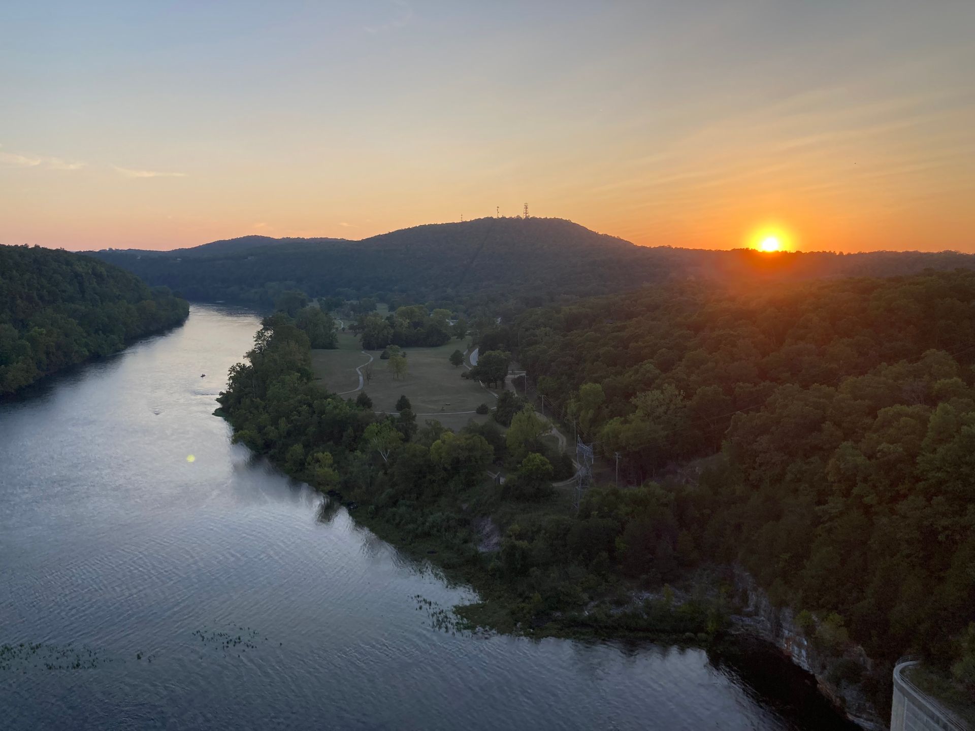 Bull Shoals Dam White River at sunset photo by Shirley Freeman