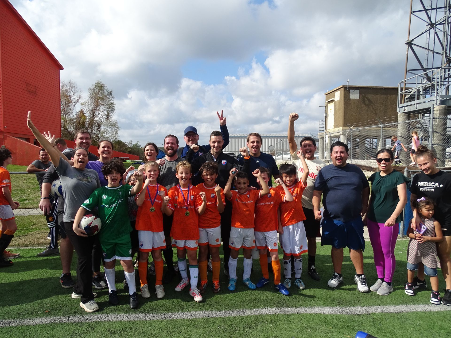 Houston Dutch Lions FC Soccer Players and Parents celebrating their success in player development