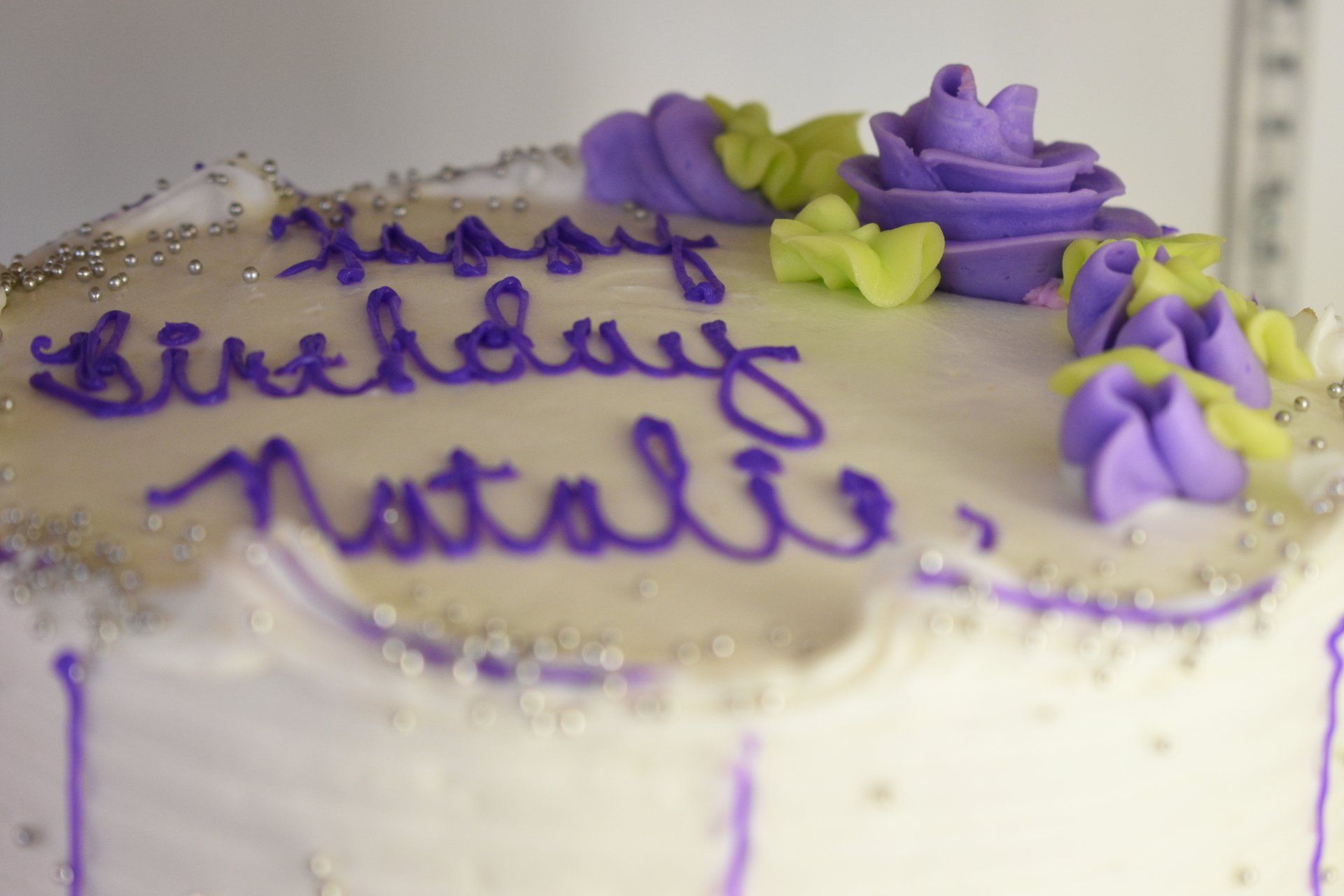 birthday cake purple white