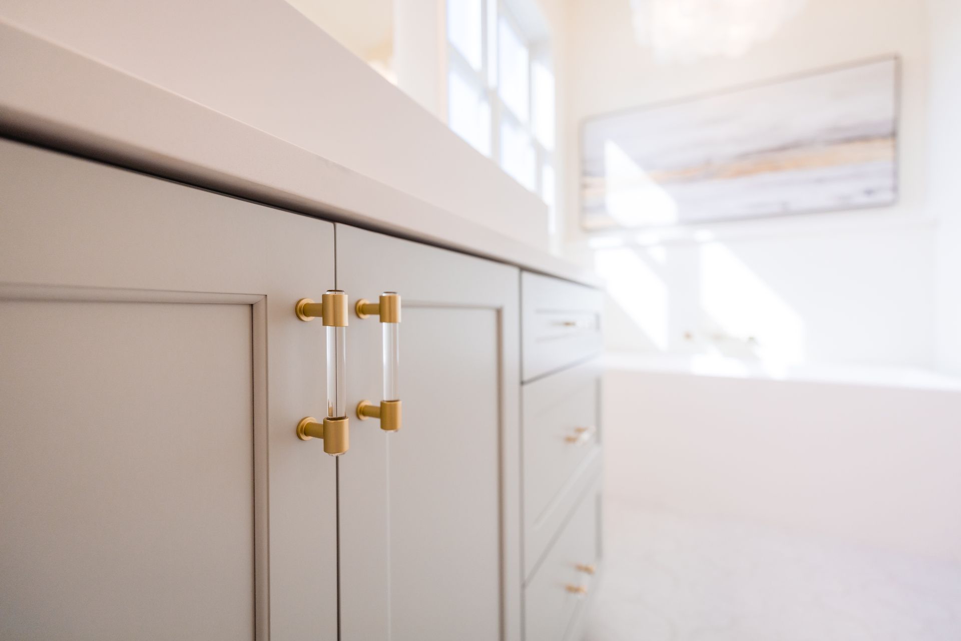 A bathroom with two sinks and two mirrors.