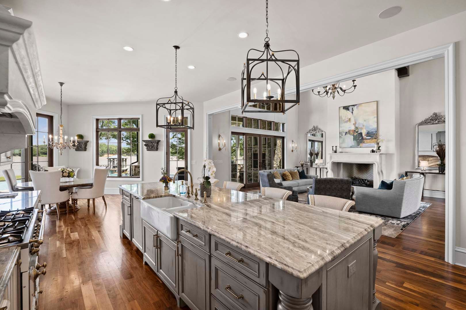 Kitchen With A Central Island And Dining Area — Charlotte, NC — Harland Building Group