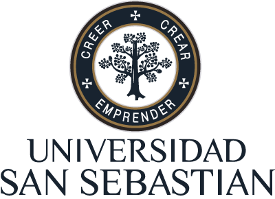 Logotipo de la Universidad San Sebastián: emblema circular con árbol, texto