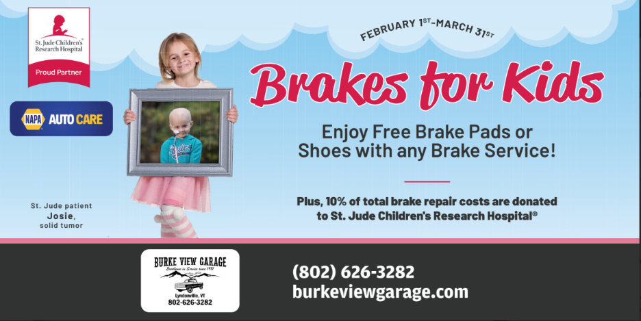 Brakes for Kids Banner | Burke View Garage