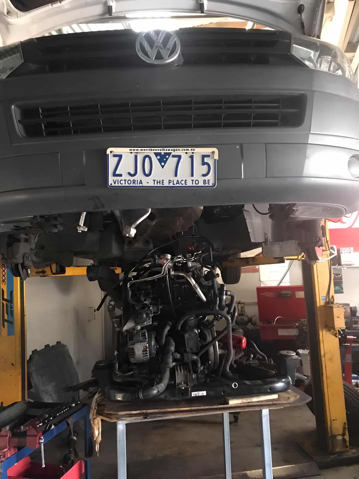 A Volkswagen Van Is Being Repaired In A Garage — North Geelong Automotive In North Geelong, VIC