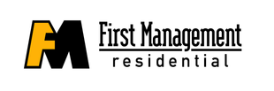 Logo for First Management residential; black