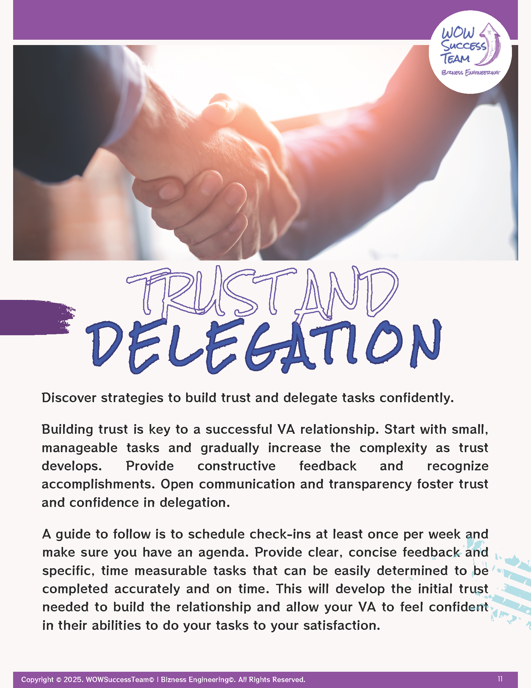 A poster that says trust and delegation on it