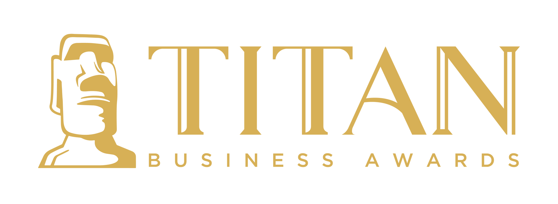 A logo for the titan business awards with a picture of a man