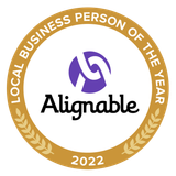 A logo for local business person of the year alignable