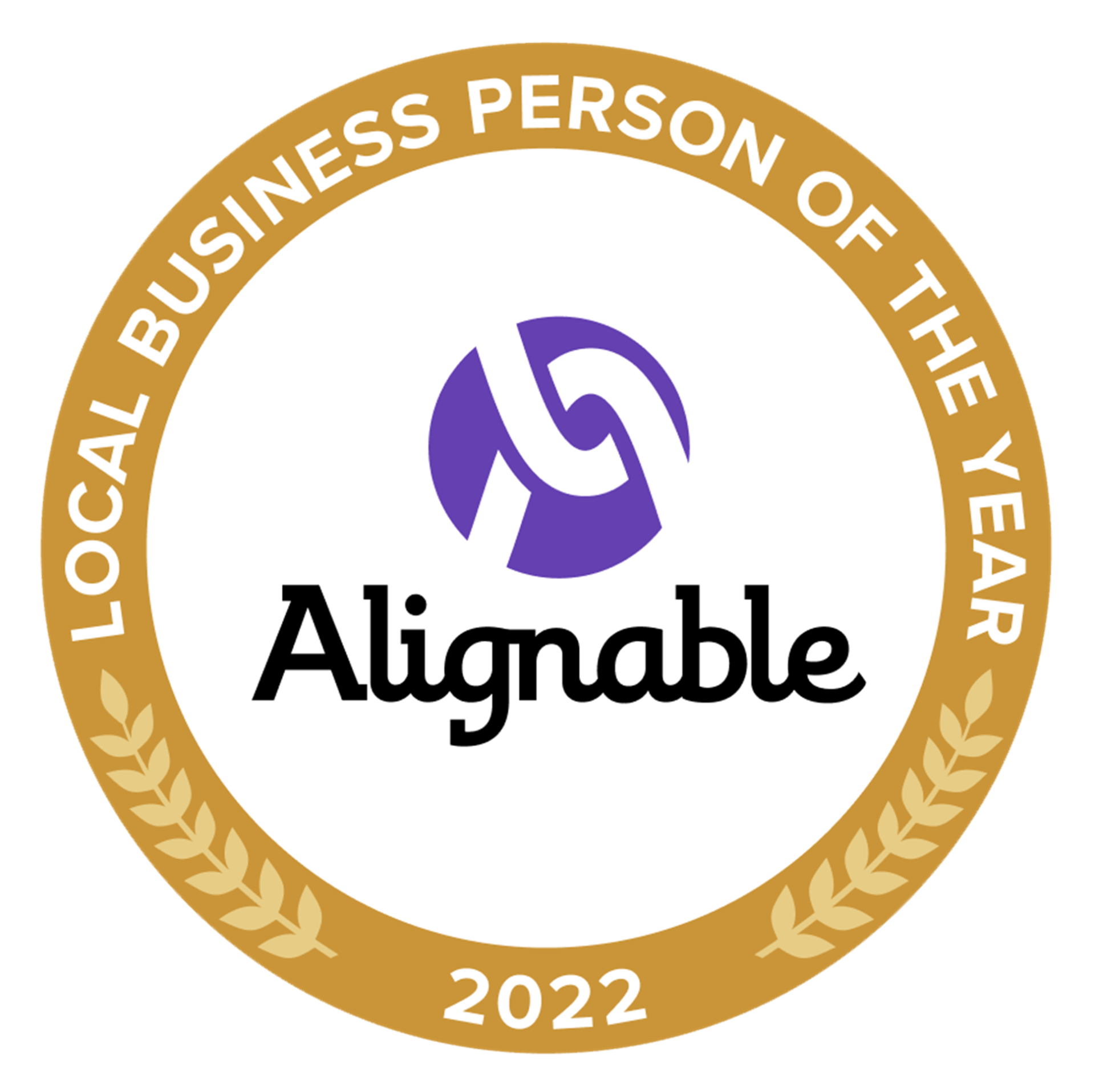 A logo for local business person of the year alignable