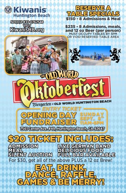 Oktoberfest opening day fundraiser for Kiwanis of Huntington Beach