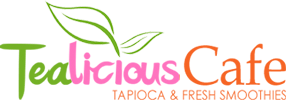 A logo for a cafe that sells tapioca and fresh smoothies