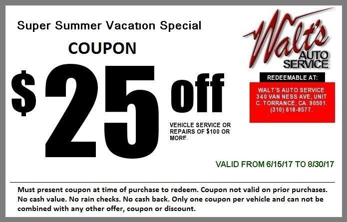 A coupon for $ 25 off at walt 's auto service | Walt's Auto Service