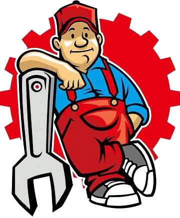 A cartoon illustration of a mechanic leaning on a wrench. | Walt's Auto Service