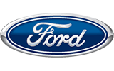 Ford oval logo in blue and white with silver outline