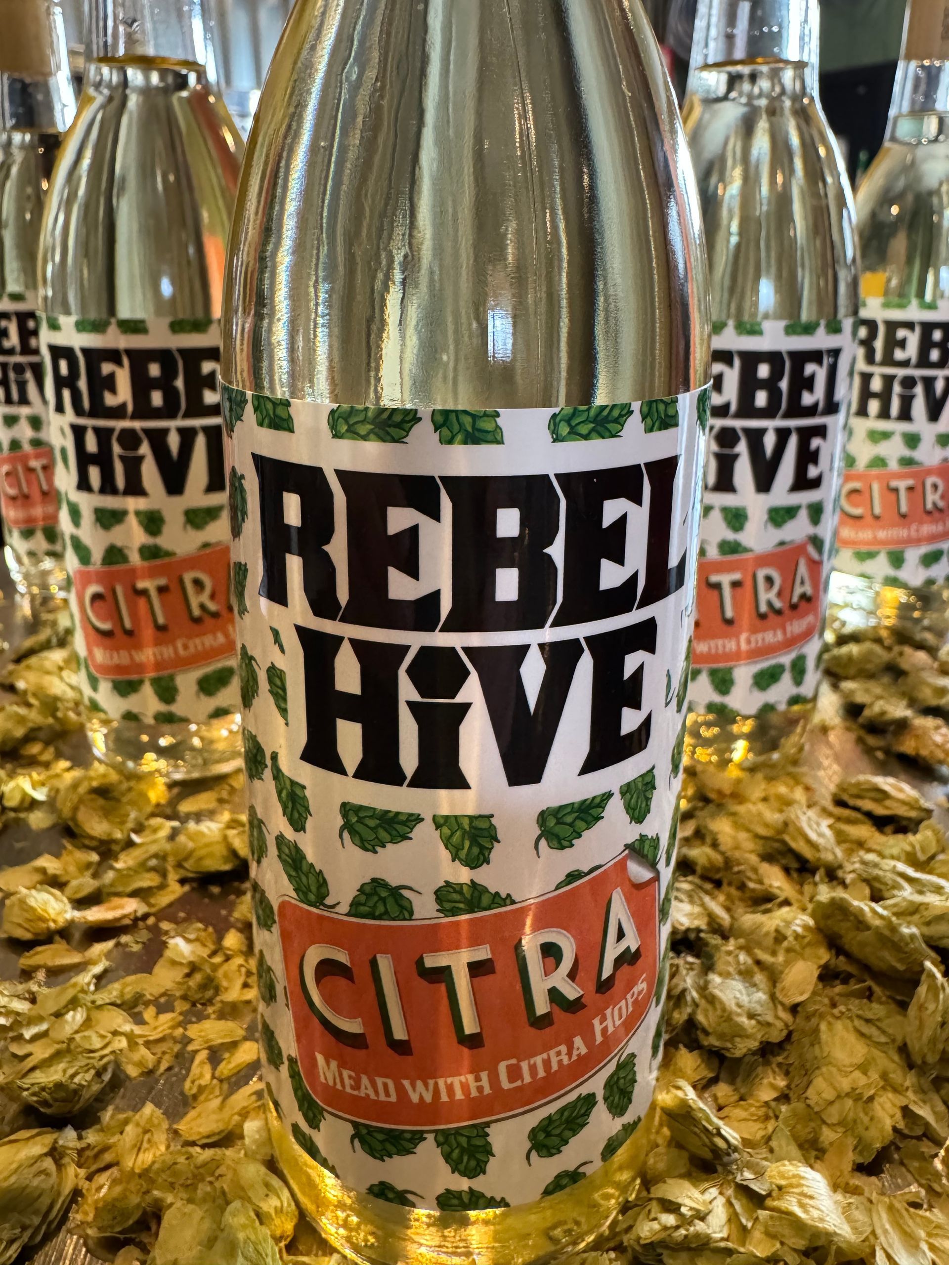 Bottle of Citra, a dry-hopped mead from Rebel Hive