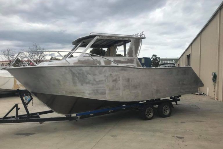 boat without paint on trailer