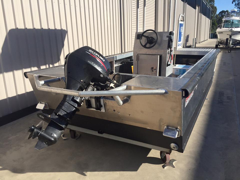 stern shot of a boat on land