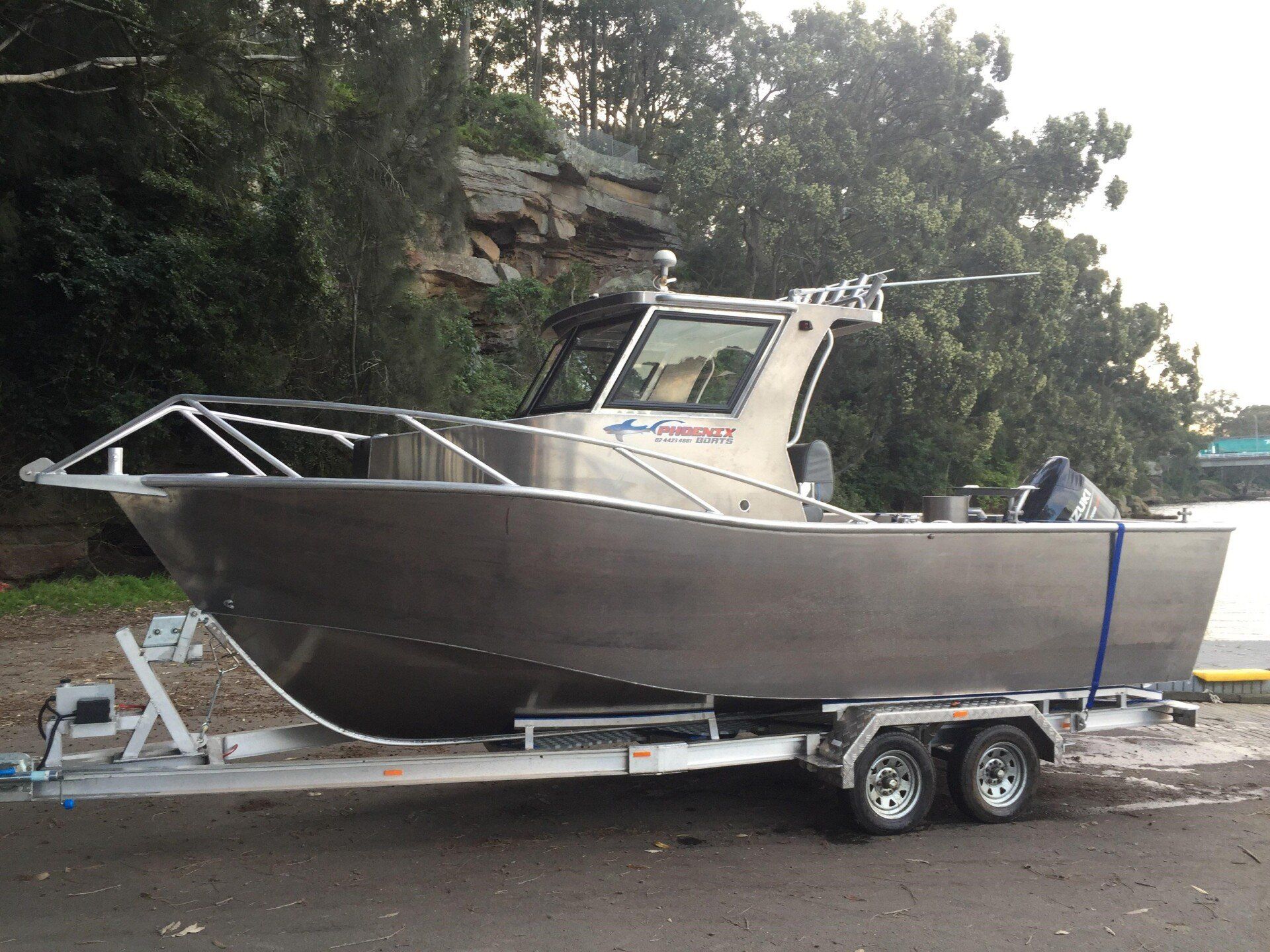 cabin boat on top of a trailer