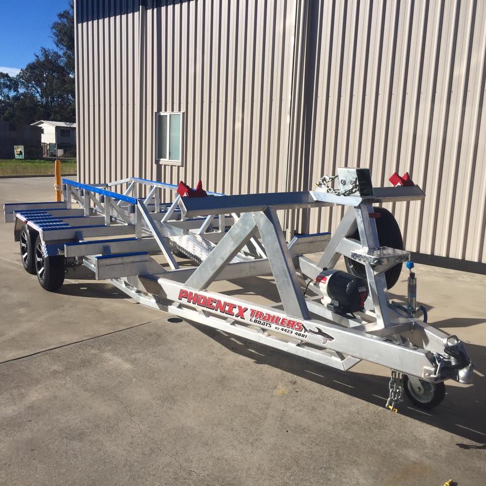 front view shot of a boat trailer