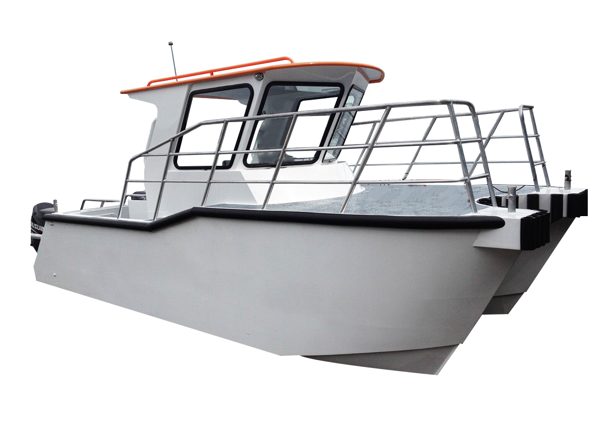 catamaran being towed on land