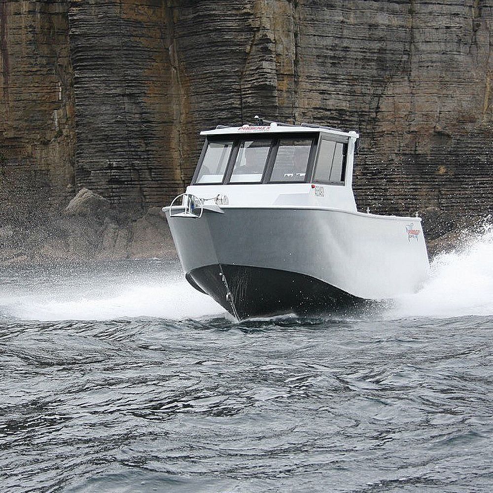 A commercial boat in motion