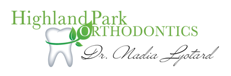 a logo for highland park orthodontics with a tooth on it