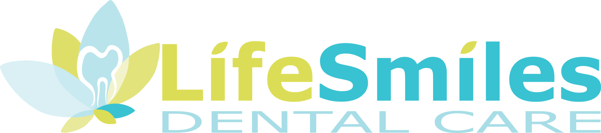 the logo for life smiles dental care has a butterfly on it .