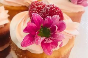 Cupcakes with Raspberry & Flowers — Café in Yeppoon, QLD