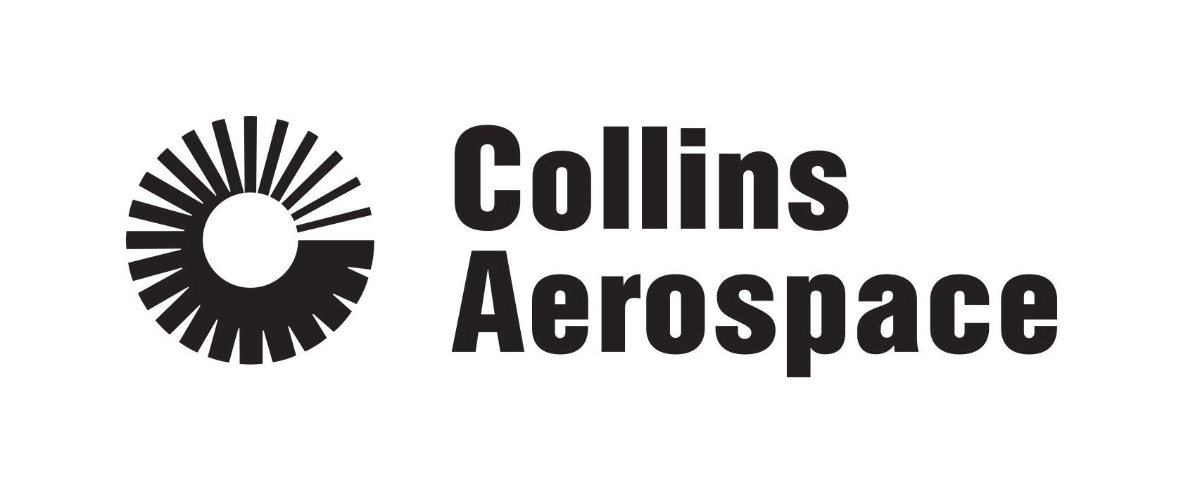 A black and white logo for collins aerospace