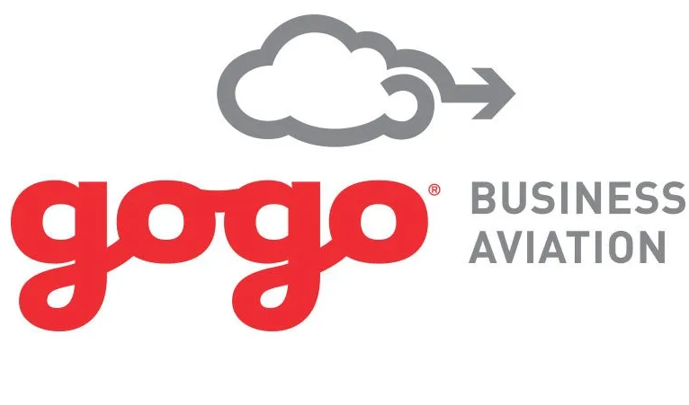 A gogo business aviation logo with a cloud and an arrow.