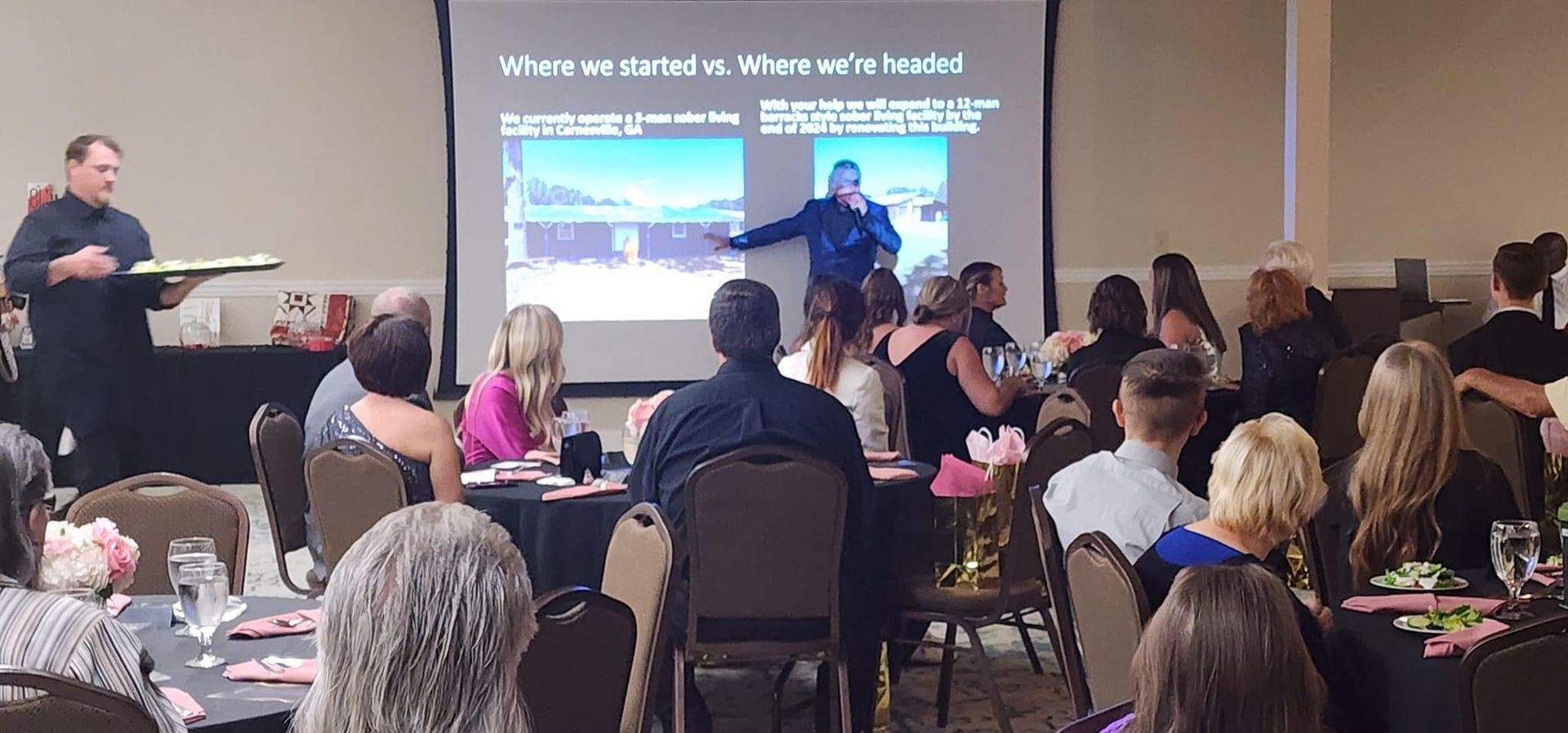 Real Identity Ministries sober soiree event photo shoot - view of people sitting at event tables
