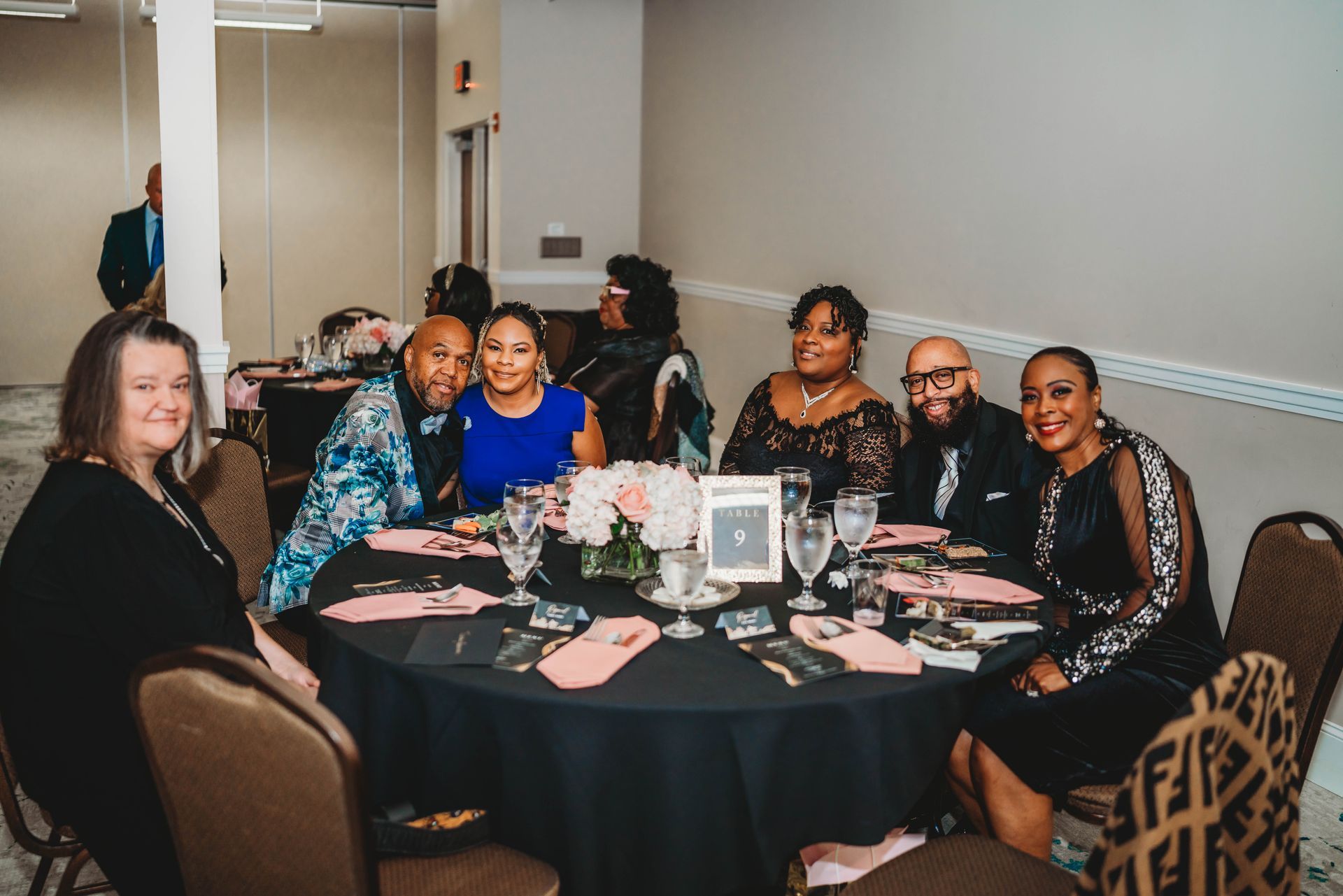 Real Identity Ministries sober soiree event photo shoot - group seated together at the dinner table