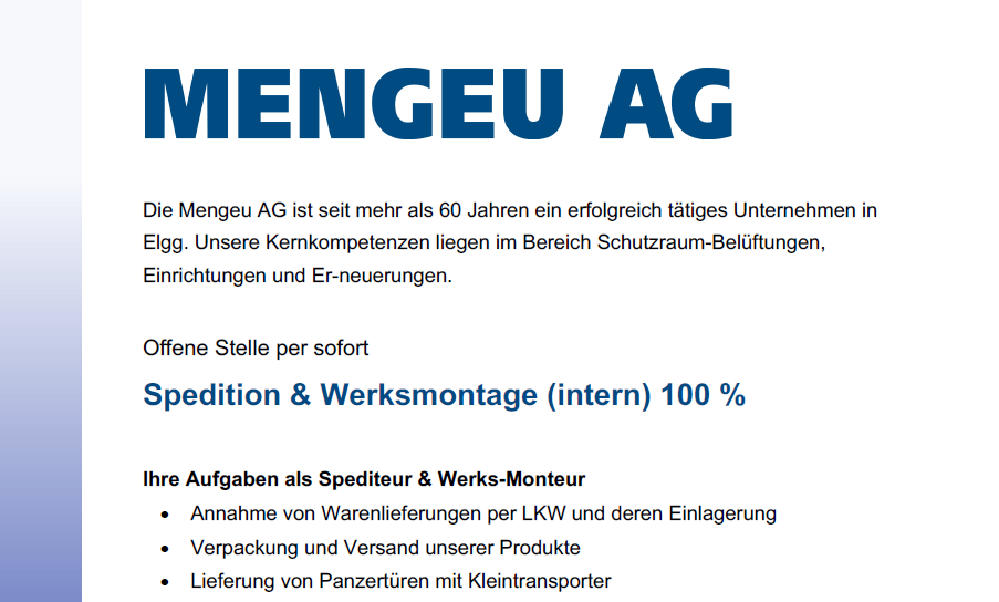 ISO-Zertifizierung Mengeu AG Schutzraumtechnik