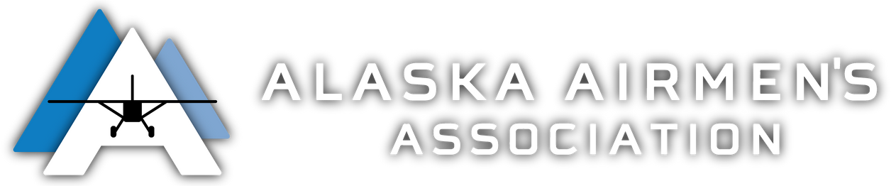 Logo for the Alaska Airmen's Association. Features a stylized blue and white 