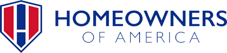 The logo for homeowners of america has a shield on it.