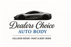 Logo for Dealers Choice Auto Body, with a car silhouette above text.