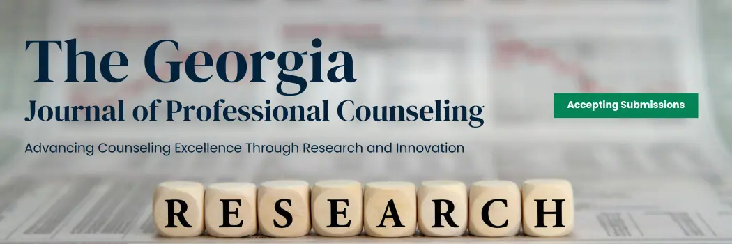 Logo for The Georgia Journal of Professional Counseling with RESEARCH spelled out in letter blocks.